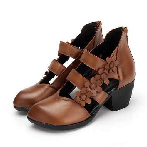 SOCOFY Retro Leather Sandals