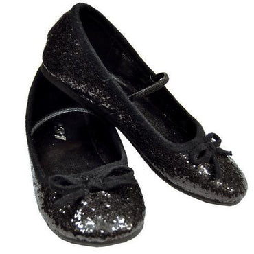 FLAT BALLET GLITTER CH BK MED