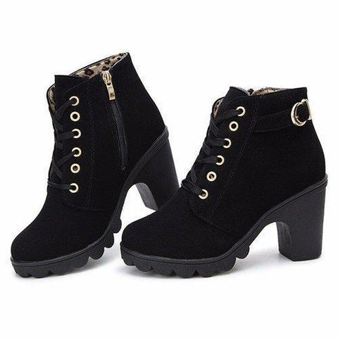 Pu Lace Up Knight Boots