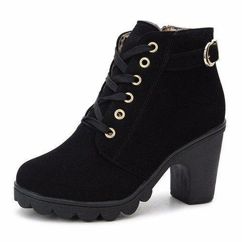 Pu Lace Up Knight Boots