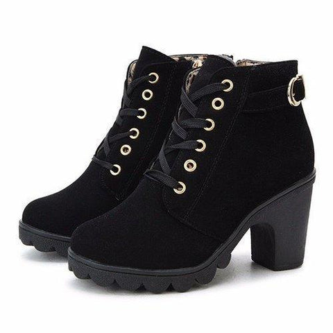 Pu Lace Up Knight Boots