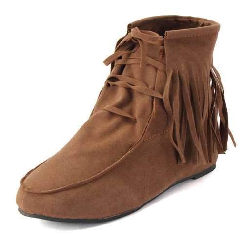 Women New Fashion Tassels Hidden Heel Ankle Boots