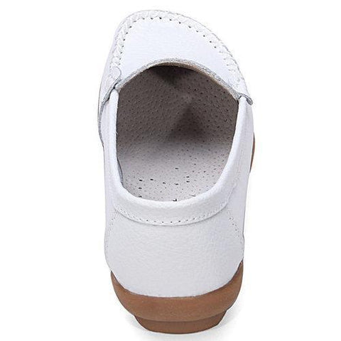 Casual Leather Pure Color Soft Sole Slip On Flat Loafers