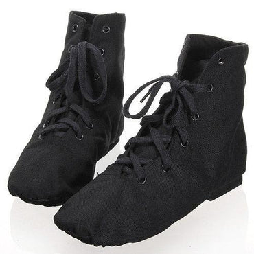 Black Canvas Lace Up Comfy Breathable Jazz Ballet Dance Shoes