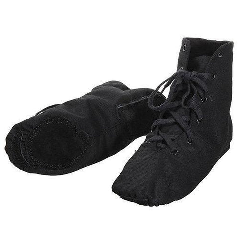 Black Canvas Lace Up Comfy Breathable Jazz Ballet Dance Shoes