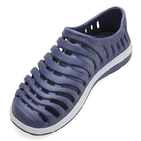 Men Pure Color Hollow Out Breathable Slip On Flat Beach Shoe