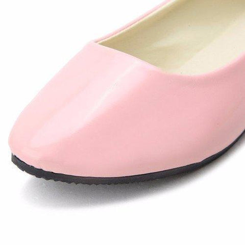 Candy Color Patent Leather Pointed Toe Slip On Flat Ballet Shoes