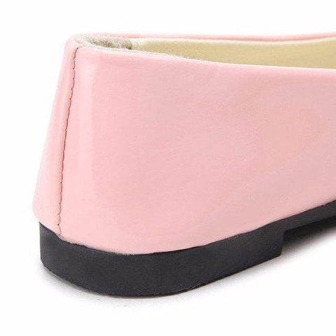 Candy Color Patent Leather Pointed Toe Slip On Flat Ballet Shoes