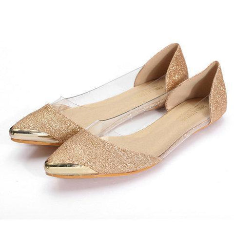 Casual Pu Bling Transparent Flat Shoes