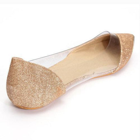 Casual Pu Bling Transparent Flat Shoes