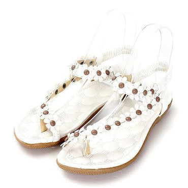 Bohemia Flowers Strappy Y Shape Splice Clip Toe Flat Slip On Sandals