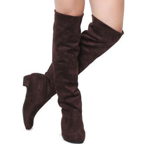 Women Casual Flat Over The Knee Stretchy Boots