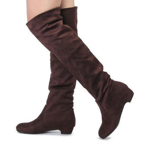 Women Casual Flat Over The Knee Stretchy Boots