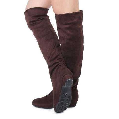 Women Casual Flat Over The Knee Stretchy Boots