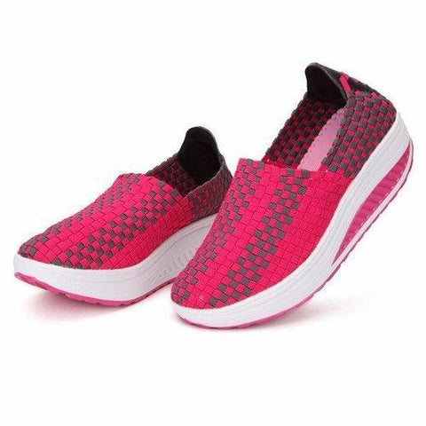 Stretch Casual Breathable Knitting Platform Slip On Shook Shoes Sneakers