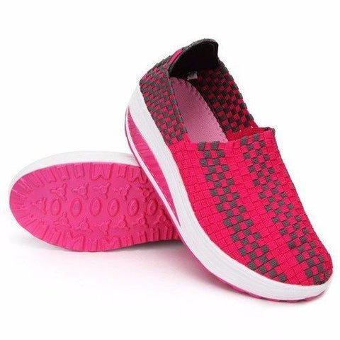 Stretch Casual Breathable Knitting Platform Slip On Shook Shoes Sneakers