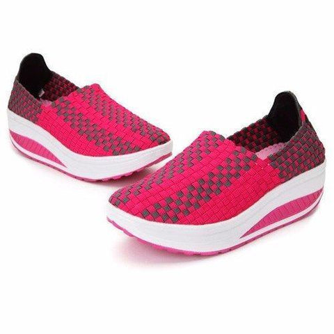 Stretch Casual Breathable Knitting Platform Slip On Shook Shoes Sneakers