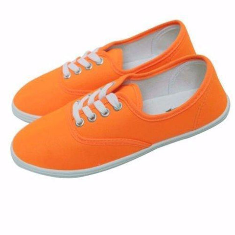 Pure Color Lace Up Canvas Flat Casual Shoes For Women