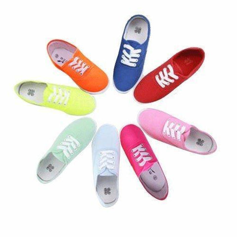 Pure Color Lace Up Canvas Flat Casual Shoes For Women