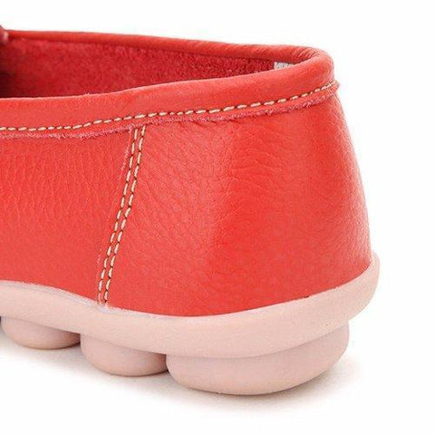 Leather Double Buckle Soft Sole Slip On Casual Flat Loafers