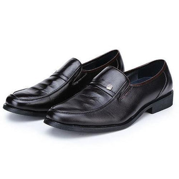 Mens Metal Pure Color Slip On Flat Business Formal Shoes