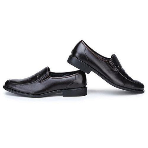 Mens Metal Pure Color Slip On Flat Business Formal Shoes