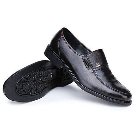 Mens Metal Pure Color Slip On Flat Business Formal Shoes