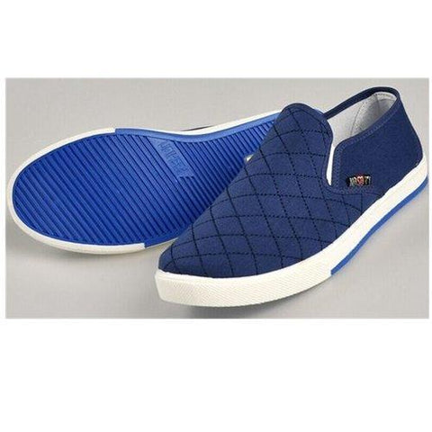 Men Canvas Check Plaid Slip On Flat Casual Driving Shoes Loafers