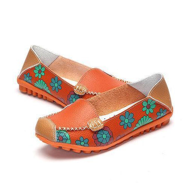 Floral Print Color Matching Soft Comfortable Slip On Flat Sh