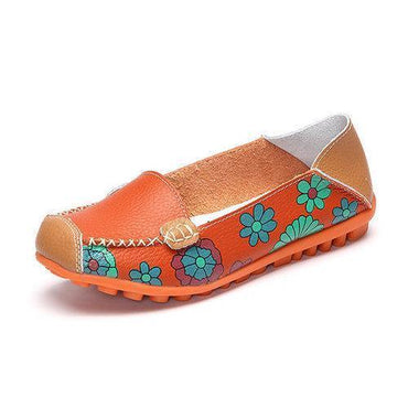 Floral Print Color Matching Soft Comfortable Slip On Flat Sh