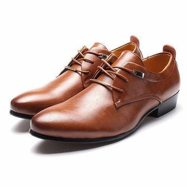 Men European Style Pointed Toe Lace Up Flat Oxford Formal Business Shoes