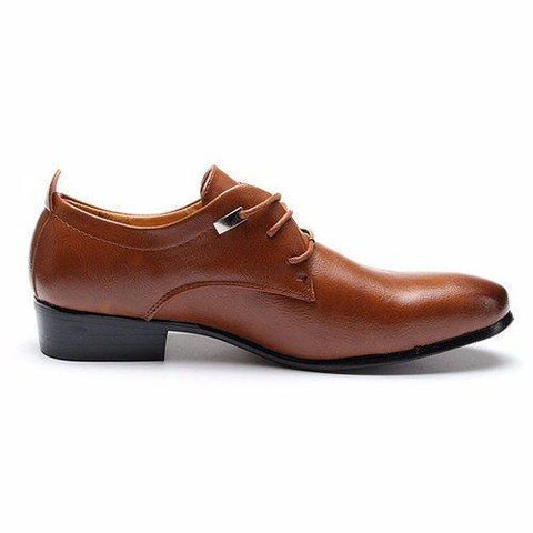 Men European Style Pointed Toe Lace Up Flat Oxford Formal Business Shoes