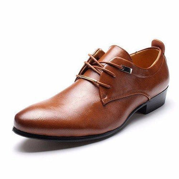 Men European Style Pointed Toe Lace Up Flat Oxford Formal Business Shoes