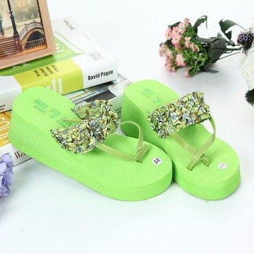 Bohemia Clip Toe Slip On Platform Outdoor Beach Slippers