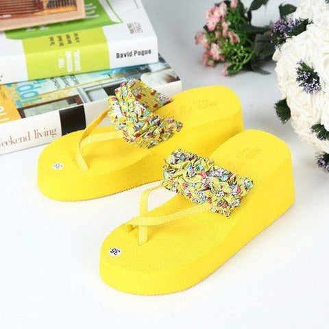 Bohemia Clip Toe Slip On Platform Outdoor Beach Slippers