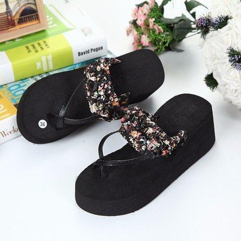 Bohemia Clip Toe Slip On Platform Outdoor Beach Slippers