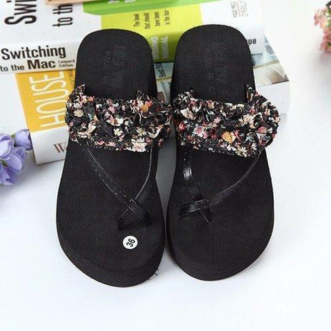 Bohemia Clip Toe Slip On Platform Outdoor Beach Slippers