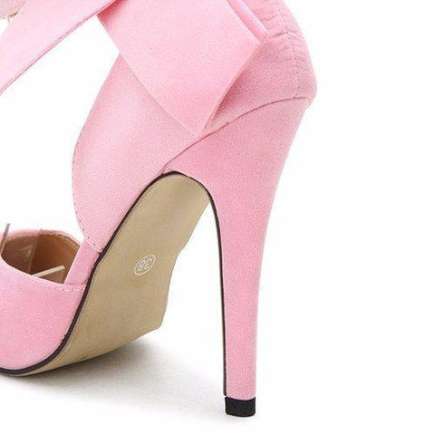 Sexy Butterfly Knot Removable Slim Pointed Toe High Heel Stilettos Pumps