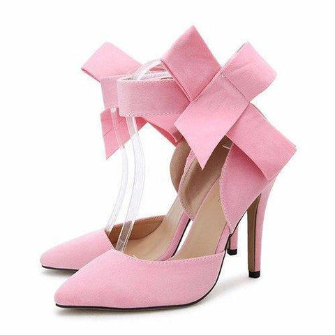 Sexy Butterfly Knot Removable Slim Pointed Toe High Heel Stilettos Pumps