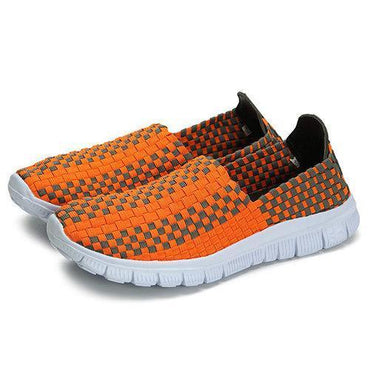 Colorful Stretch Color Match Knitting Slip On Casual Flat Sport Shoes