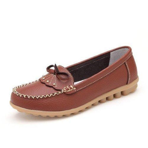 Fashion Leather Butterfly Knot Flat Casual Shoes