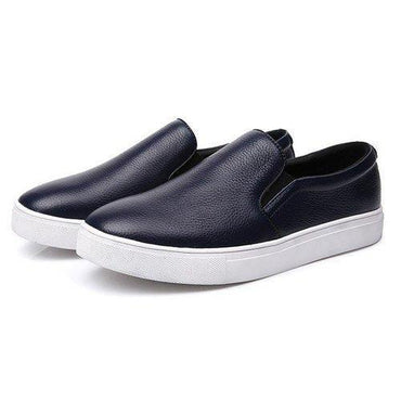 Big Size Men Leather Breathable Pure Color Casual Slip On Sport Flat Loafers