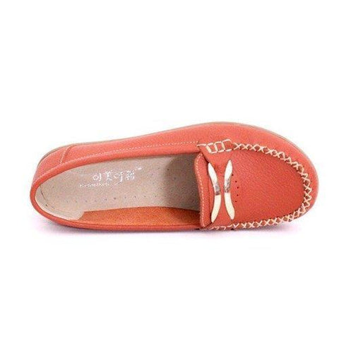 Metal Flat Round Toe Slip On Loafers