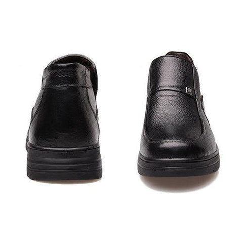 Men Leather Keep Warm Flat Slip On Formal Business Shoes