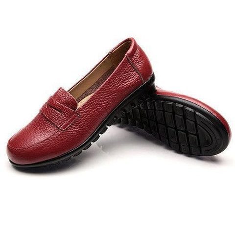 Leather Pure Color Slip On Cozy Driving Mocassins Mother Flat Shoes