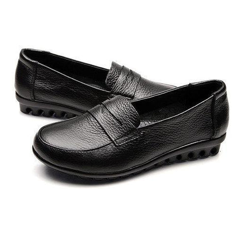 Leather Pure Color Slip On Cozy Driving Mocassins Mother Flat Shoes