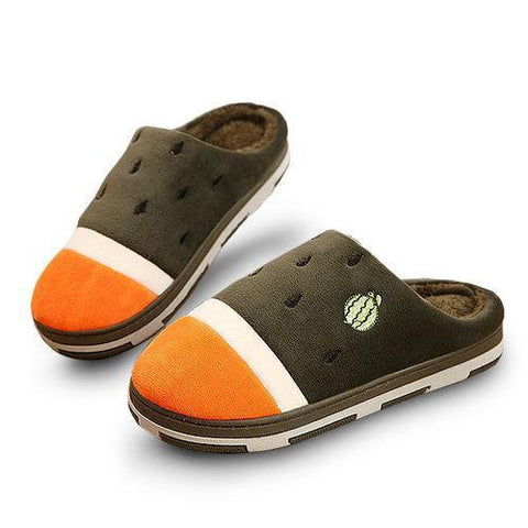 Men Watermelon Color Matching Slip On Indoor Flat Home Shoes