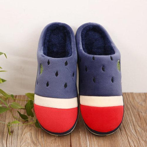 Men Watermelon Color Matching Slip On Indoor Flat Home Shoes