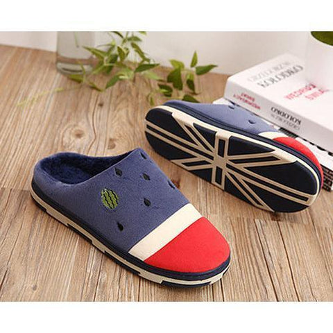 Men Watermelon Color Matching Slip On Indoor Flat Home Shoes