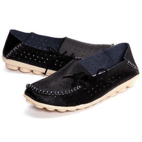 Butterflyknot Breathable Soft Lace Slip On Soft Pierced Flat Loafers